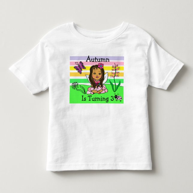 Birthday Fairy and Butterflies Age and Name Toddler T-shirt (Front)