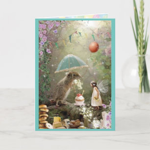 Birthday, fairy, balloons letterpress thank you card