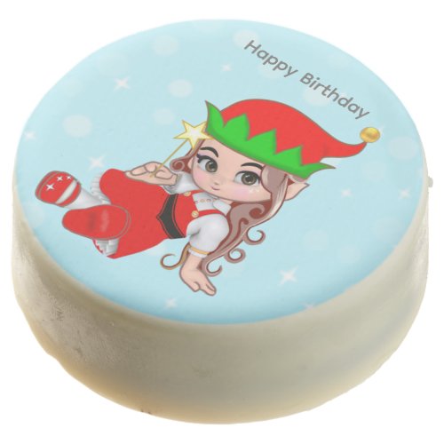 Birthday Fairy Elf Holding a Star Chocolate Covered Oreo