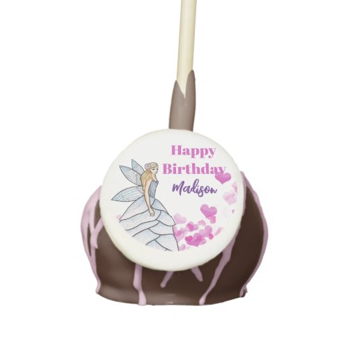 Birthday Fairy Princess Pink Hearts Fashion Sketch Cake Pops