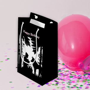 Birthday Fairy Tale Riding Hood Wolf Black White Small Gift Bag