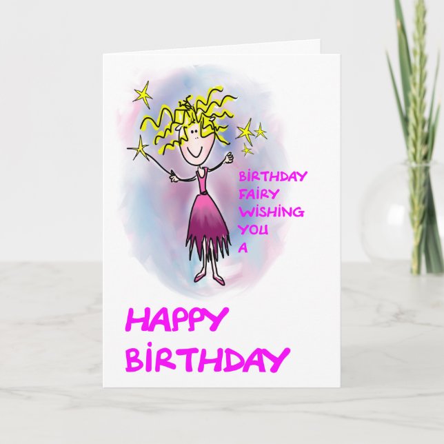 Birthday Fairy wishing you a Happy Birthday Card (Front)
