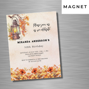 Birthday fall florals orange vintage luxury magnetic invitation