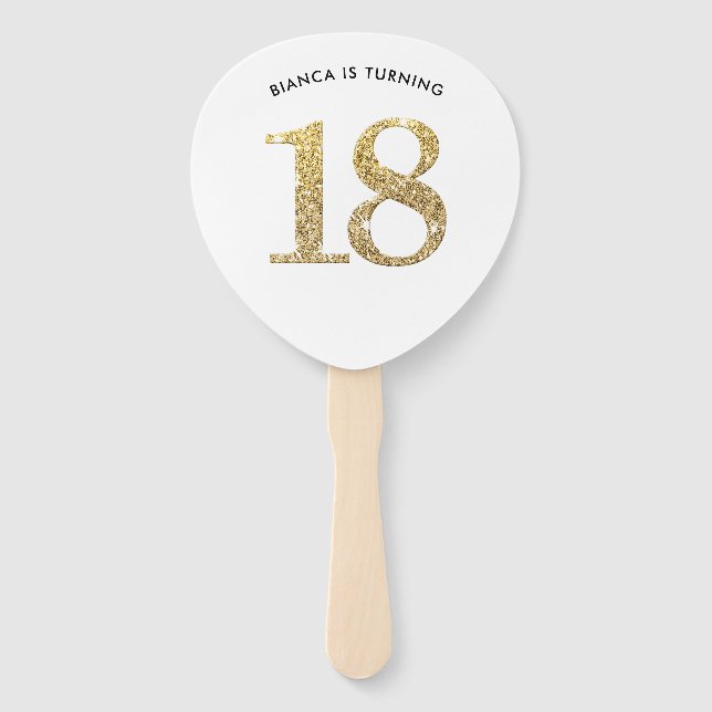 BIRTHDAY FAN modern stylish chic gold glitter 18th (Front)