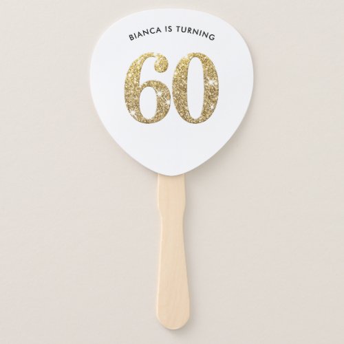 BIRTHDAY FAN modern stylish chic gold glitter 60th