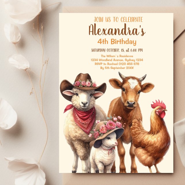  Birthday Farm Animals Barnyard Party Invitation (Creator Uploaded)