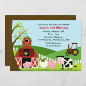 Birthday Farm Animals Flat Invitation (Front/Back)