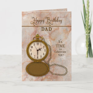 Birthday Father Dad Pocket Watch and Chain Card