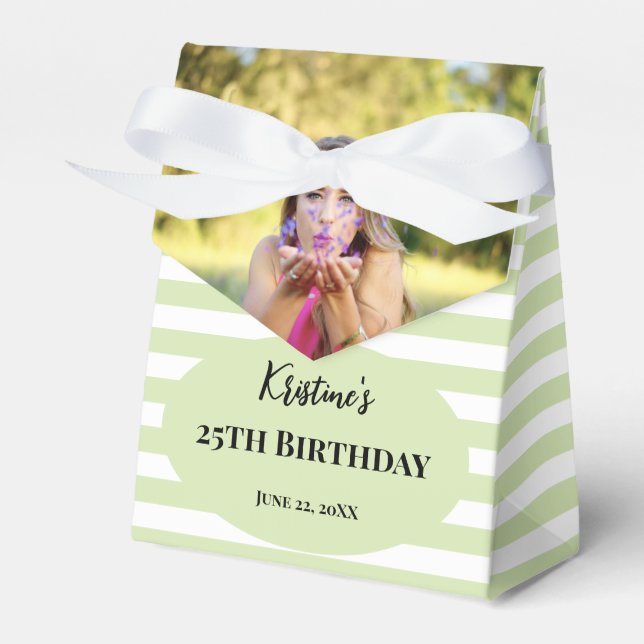 Birthday Favor 1 Section Custom Photo Stripes Boxes (Front Side)
