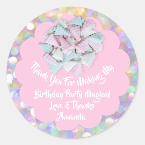 Birthday Favor Baby Shower Pink Candy Pastels Classic Round Sticker