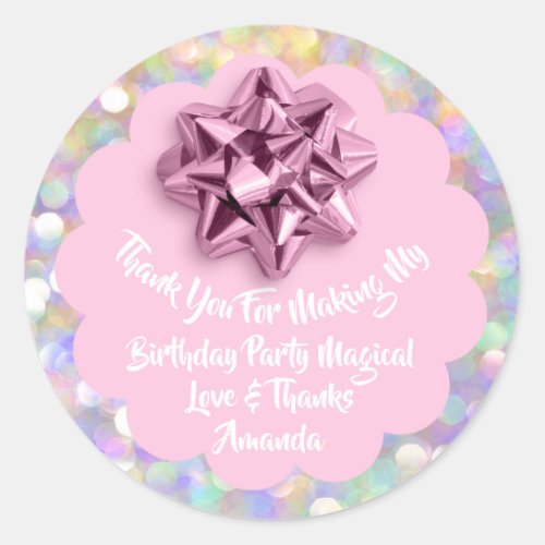 Birthday Favor Baby Shower Pink Ribbon Unique Classic Round Sticker
