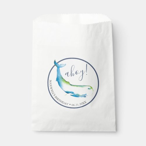 Birthday Favor Bags Cute Watercolor Whale