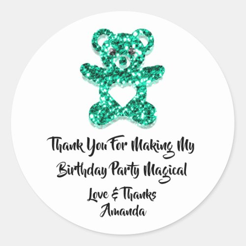  Birthday Favor Mint Green Heart Baby Sweet Bear  Classic Round Sticker