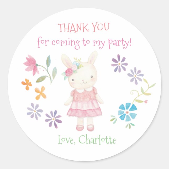 Birthday Favor Stickers Girl Birthday Favor Labels (Front)