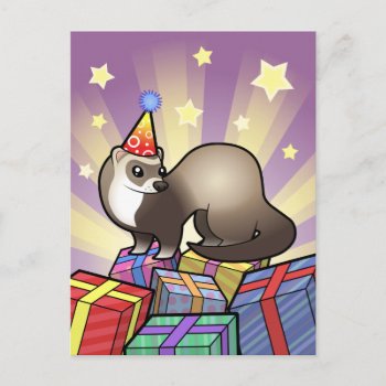 Birthday Ferret Postcard by CartoonizeMyPet at Zazzle