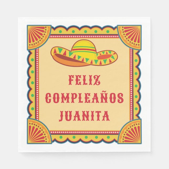 Birthday Fiesta | Feliz Cumpleanos Napkins (Front)