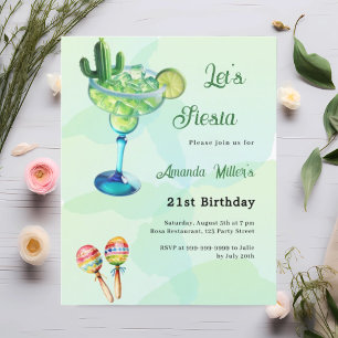 Birthday Fiesta Mexican style green invitation