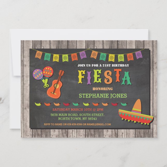 Birthday Fiesta Mexico Mexican Hat Party Invite (Front)