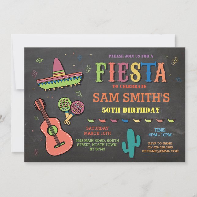 Birthday Fiesta Mexico Mexican Hat Party Invite (Front)