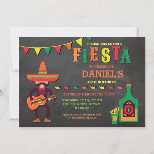 Birthday Fiesta Mexico Mexican Man Party Invite