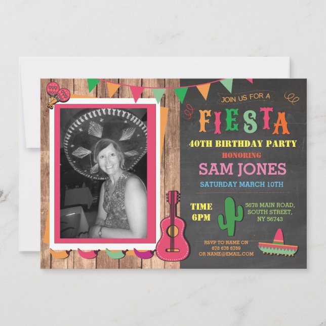 Birthday Fiesta Mexico Mexican Photo Party Invite (Front)