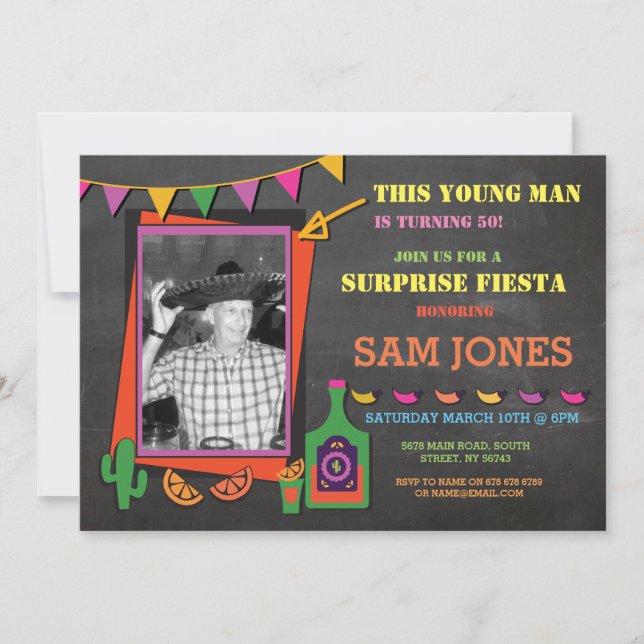 Birthday Fiesta Mexico Mexican Photo Party Invite (Front)