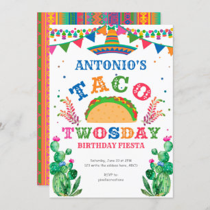 Birthday Fiesta, Taco Twosday, Boy 2nd birthday Invitation