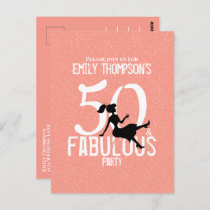 Birthday Fifty and Fabulous Modern Cocktails Postcard