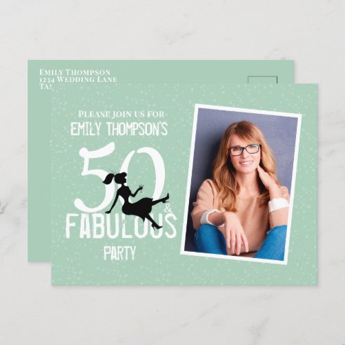 Birthday Fifty and Fabulous Photo Modern Cocktails Postcard