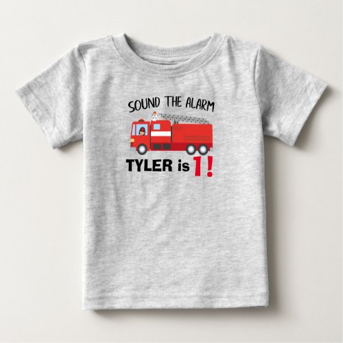 birthday firetruck little fireman personalized baby T_Shirt