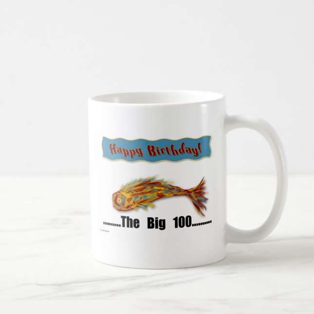 Birthday Fish 100th Coffee Mug (Right)