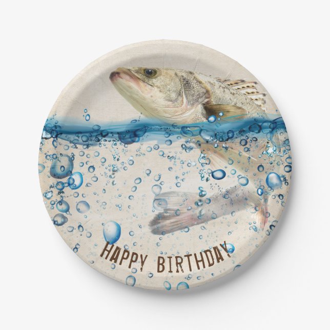 birthday fish jumping out of water paper plates (Front)