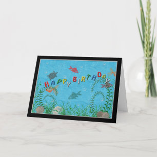 Birthday ,, Fish swiming in Tank Card