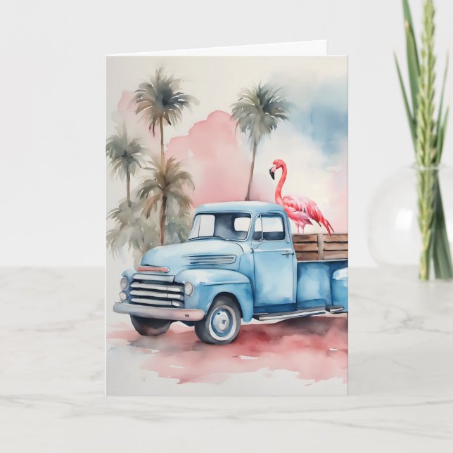 Birthday Flamingo Humor Card (Front)