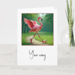 Birthday Flamingo Wearing Pearls and Pumps Card