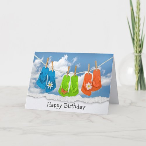 Birthday Flips_Flops on Clothesline Card