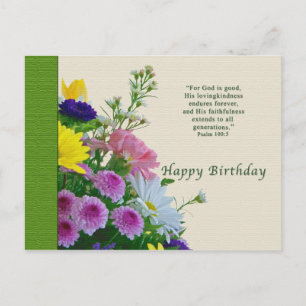 Birthday, Floral Bouquet, Religious, Postcard