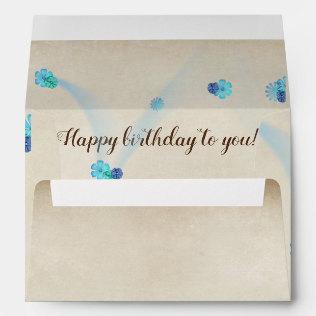 birthday floral design on sepia texture envelope (Back (Bottom))