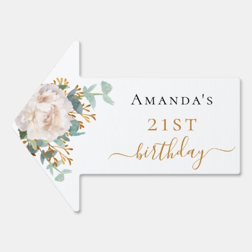 Birthday floral eucalyptus greenery arrow sign