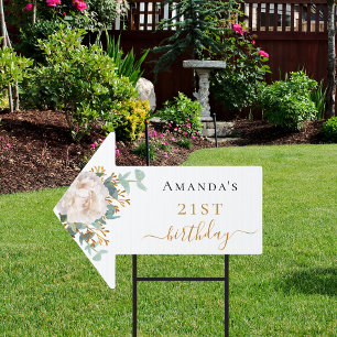 Birthday floral eucalyptus greenery arrow sign