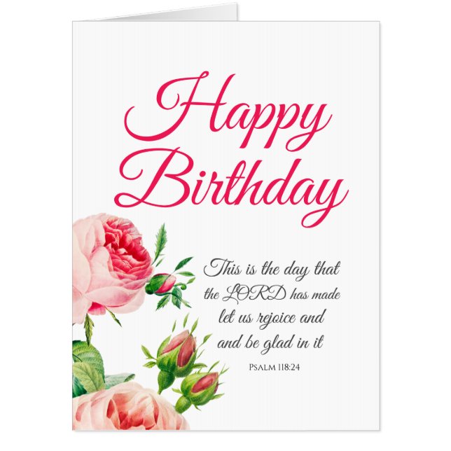 Birthday Floral Psalm 118:24 Magnet Card (Front)