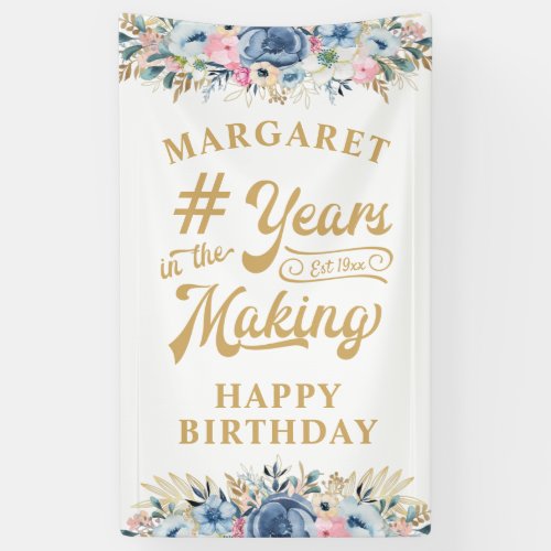 Birthday Floral Retro Script YEARS IN THE MAKING Banner
