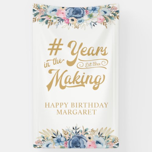 Birthday Floral YEARS IN THE MAKING Script Banner