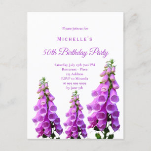 Birthday florals wildflowers pink purple white postcard