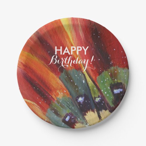 Birthday  Flower  Custom Paper Plates 7 in