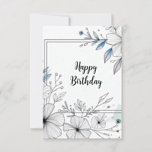 birthday flower frame greeting card (Front)