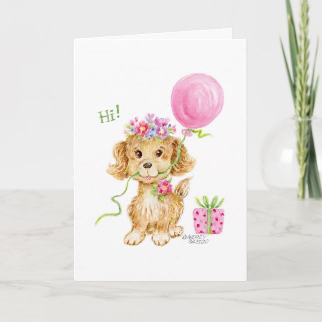 Birthday Flower Puppy Dog You Are So Sweet Card (Front)