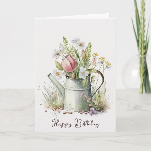Birthday Flower Water Can Card