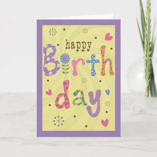 Birthday Flowers and Patterns Card