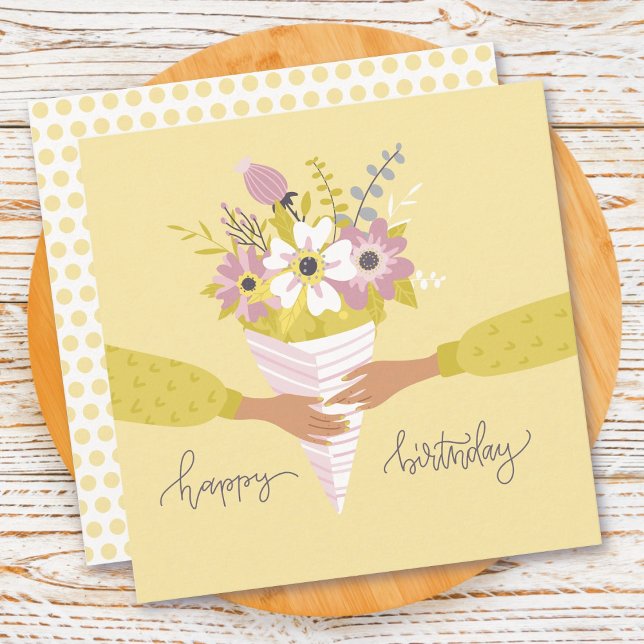 Birthday Flowers Bouquet  Flat Card (Creator Uploaded)